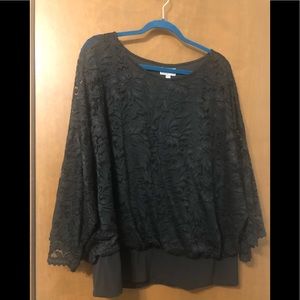 Plus size Black lace blouse